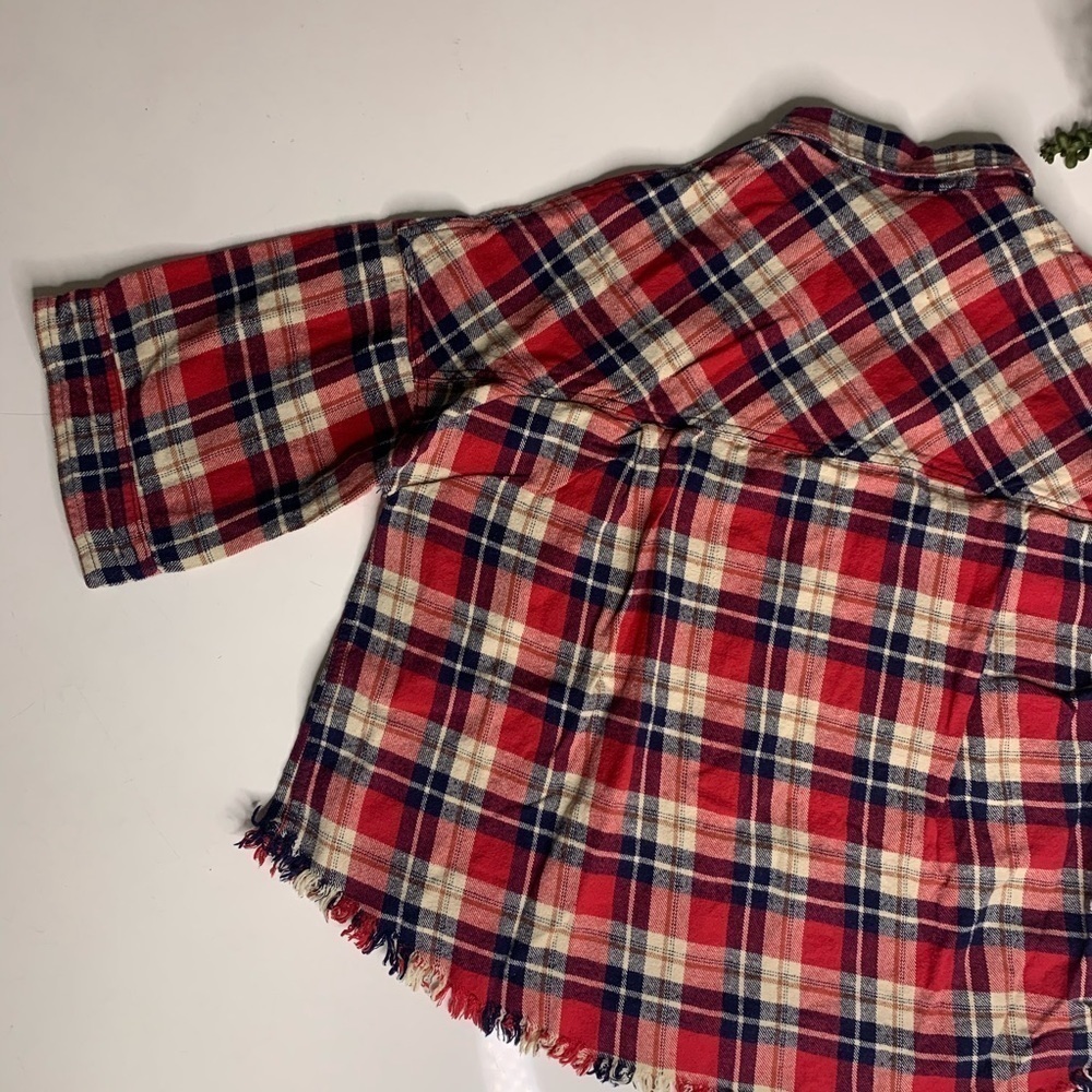 Dance Marvel cherry red Patchwork Plaid Fray butt… - image 7